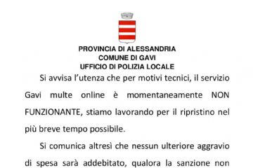 Servizio multe online non funzionante