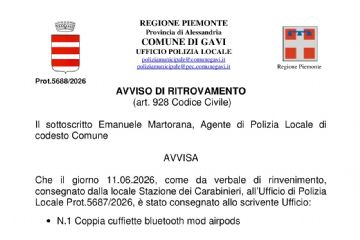 PROT. N.5688 - Affissione All'albo Rinvenimento - Cuffiette Bluetooth Mod Airpods